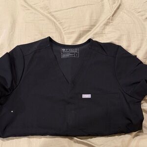 Figs Jet Black V-Neck Scrub Top